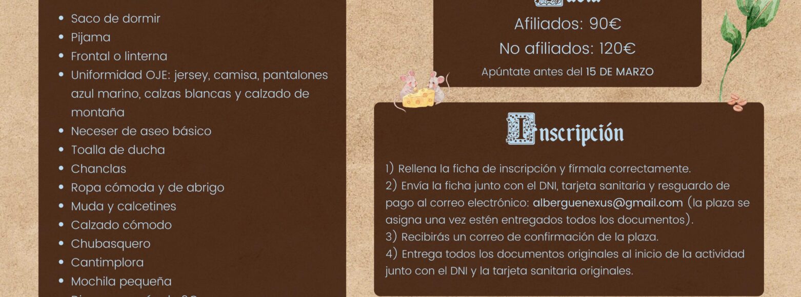 Albergue Nexus del 2 al 5 de Abril